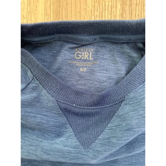 Athleta Girl Long Sleeve Blue Pullover Top S/7 89% Polyester 11% Spandex - Picture 3 of 5